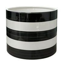 Mainstays Andrew 7.8" x 7.8" x 6.9" Round Rich Black and Arctic White Ceramic Planter