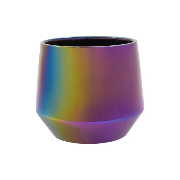 Mainstays Cosmo 8.25" x 8.25" x 7" Round Iridescent Black Ceramic Planter