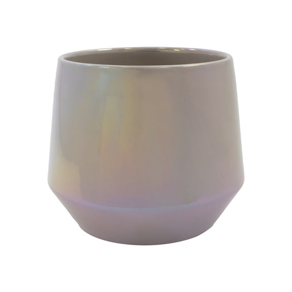 Mainstays 8 inch Grey Ceramic Cosmo Planter with Drainage Holes