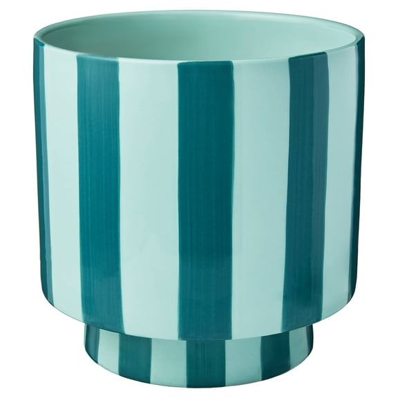 Mainstays Lauren 8.25 inch Round Teal and Aqua Ceramic Planter with Drainage