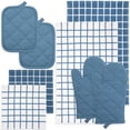 thumbnail image 1 of Mainstays Cotton Kitchen Towel, Dishcloth, Oven Mitt, And Potholder Set, 8 Pieces, Blue, 1 of 7