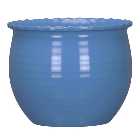 Mainstays Brooke Round Planter, Blue Paradise, 100% Recycled Resin, 8 in x 8 in x 6.5 in