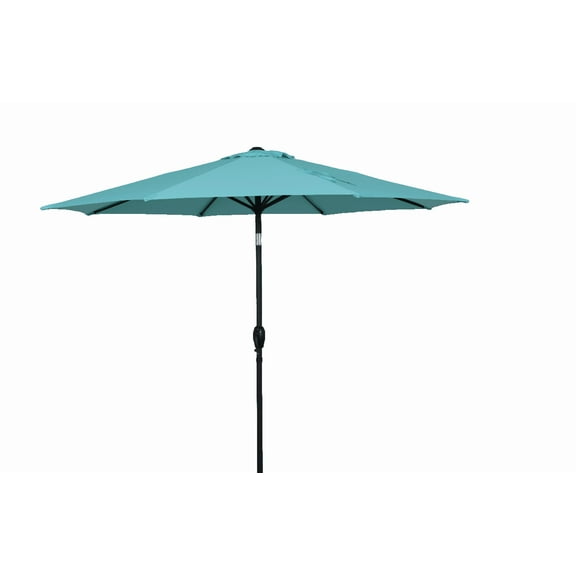 Mainstays Outdoor 9' Aqua Round Market Patio Umbrella, Crank Lift, 3-Angle Tilt
