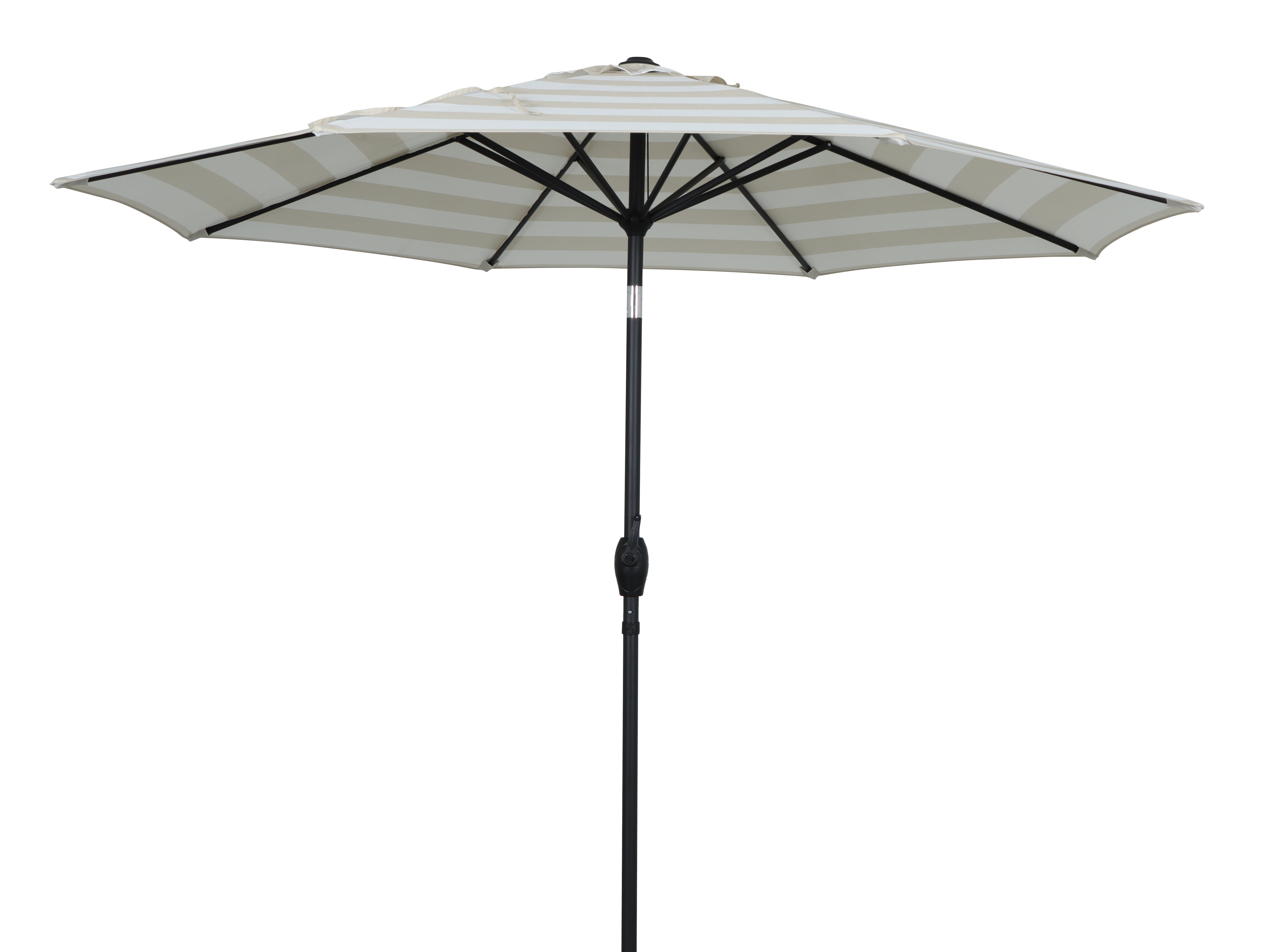 Mainstays 9ft Tan Cabana Stripe Market Patio Umbrella, Crank Lift, 3-Angle Tilt