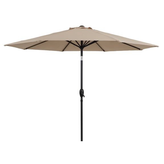 Mainstays Outdoor 9' Tan Round Market Patio Umbrella, Crank Lift, 3-Angle Tilt