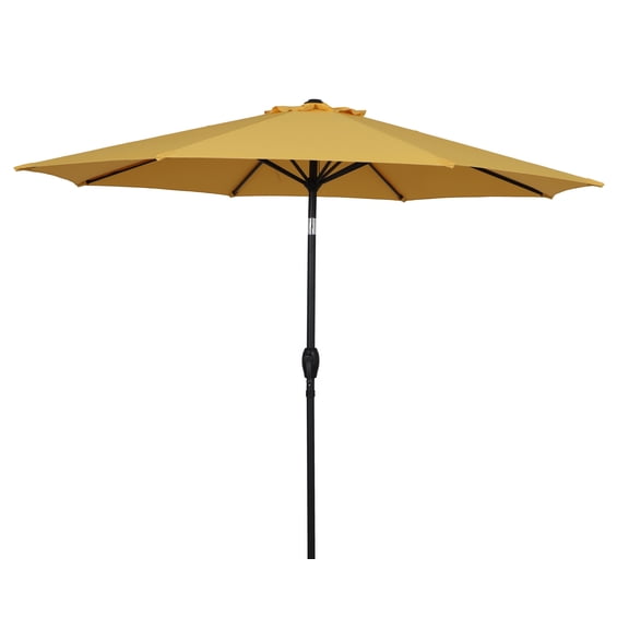 Mainstays Outdoor 9' Yellow Round Market Patio Umbrella, Crank Lift, 3-Angle Tilt