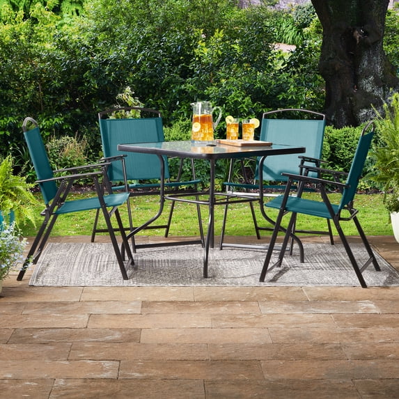 Mainstays Albany Lane 5pc Dining Set, Teal, Outdoor Living