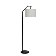 Mainstays 62 Black Metal Angled Downbridge Floor Lamp with Linen Shade