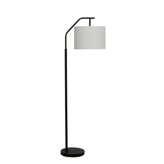 Mainstays 62" Black Metal Angled Downbridge Floor Lamp with Linen Shade
