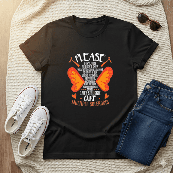 MS Awareness Butterfly Cure Daily Struggle T-Shirt, for men & women, S-5XL