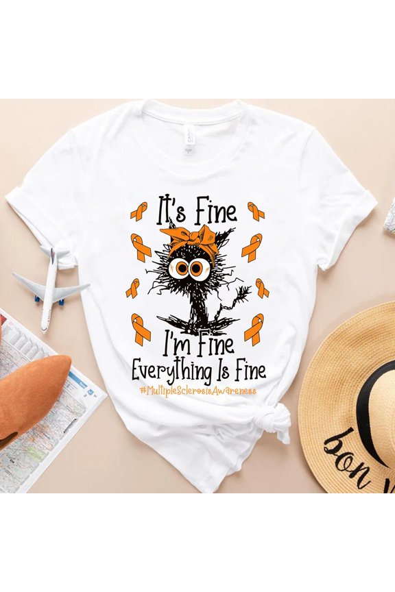 MS Awareness T-Shirt: Warrior Gift, Orange Ribbon Tee All Size S-5Xl