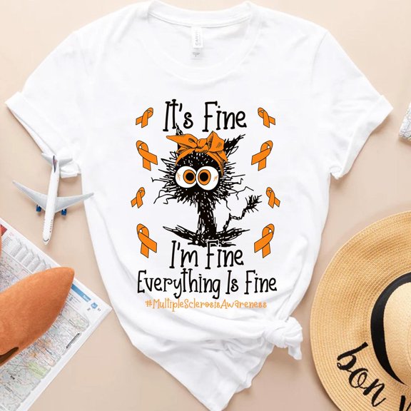 MS Awareness T-Shirt: Warrior Gift, Orange Ribbon Tee All Size S-5Xl