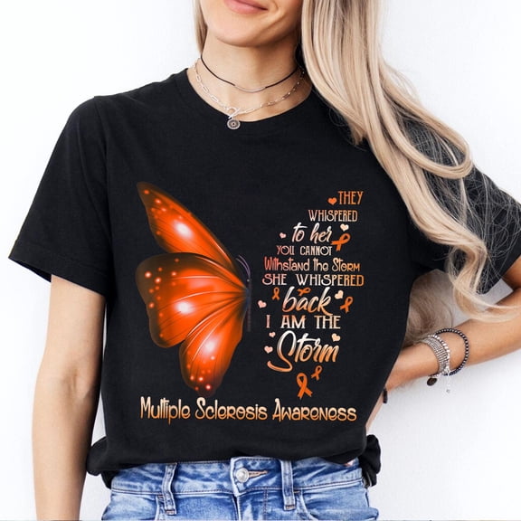MS Awareness TShirt Butterfly Ribbon Inspirational Warrior Support