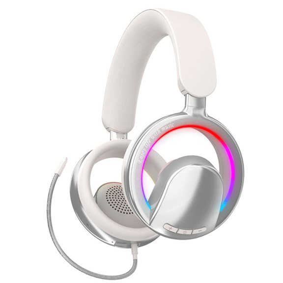 MS-B16 Open-Back Gaming Headset, Low Latency Bluetooth, RGB Lights, 40mm Driver, 20 h Battery, Detachable Mic