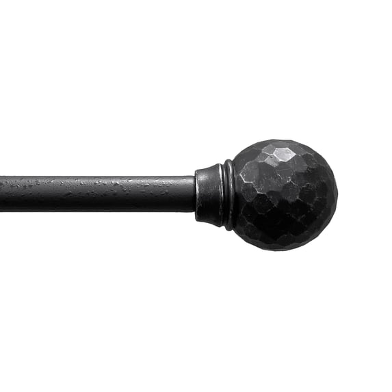 Mainstays 3/4" Textured Ball Single Curtain Rod Set, 25-84", Black