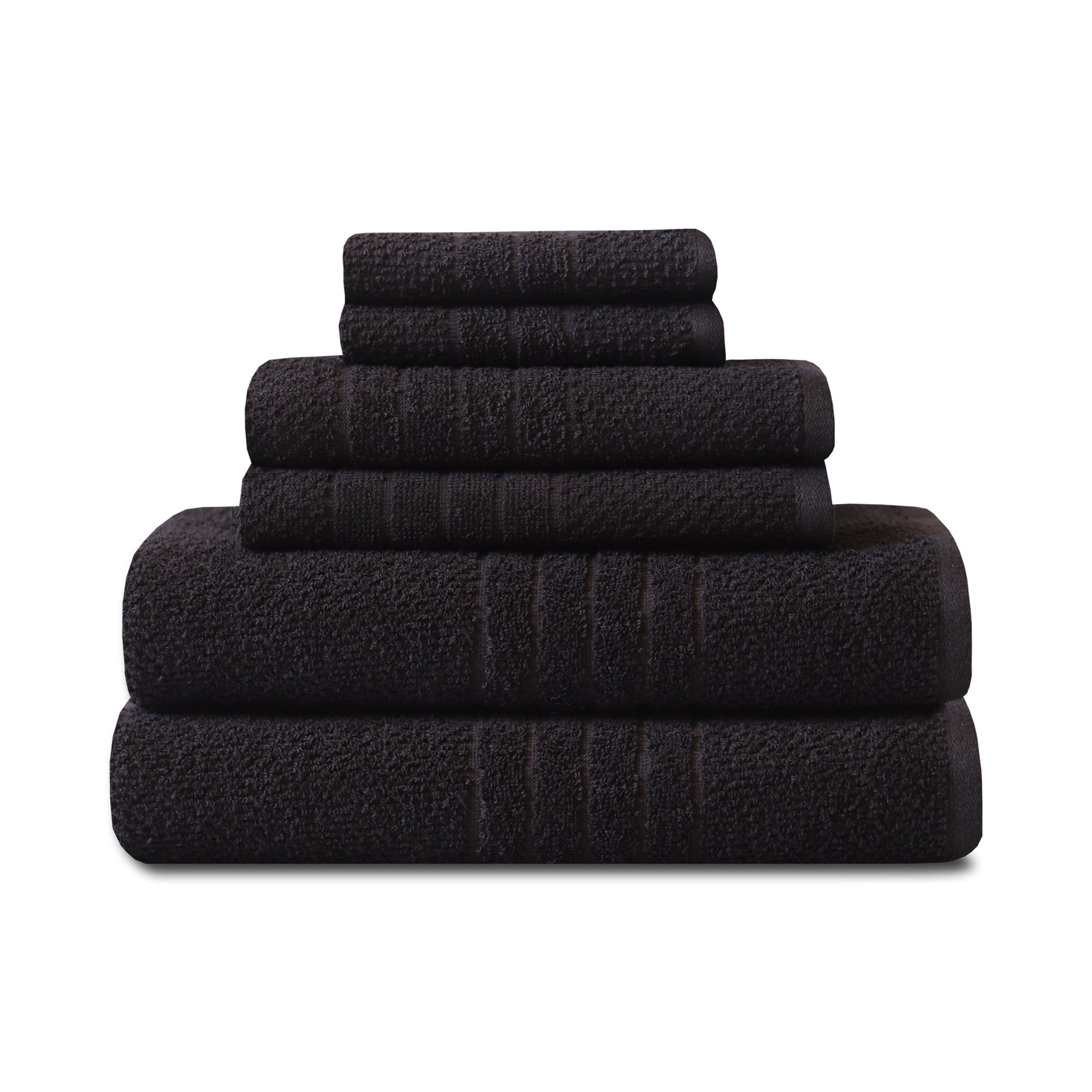 Mainstays Basics 6-Piece Black Towel Set - Bath, Hand, Washcloth