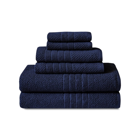 Mainstays Basics 6-Piece Navy Towel Set - Bath, Hand, Washcloth