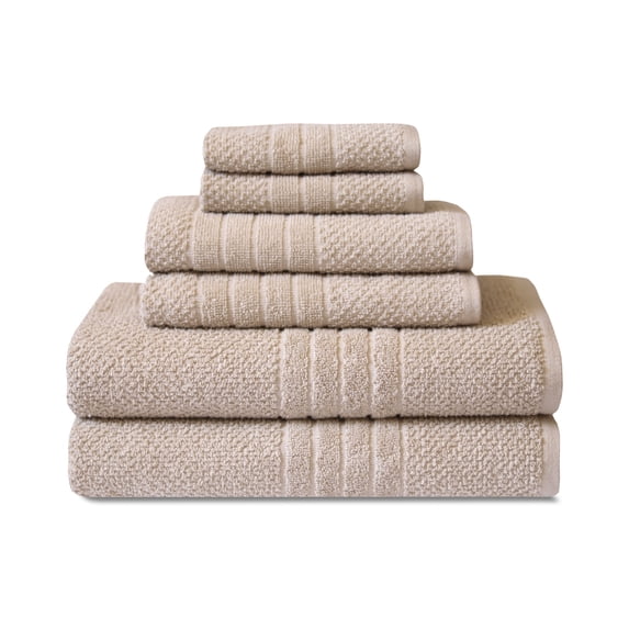 Mainstays Basics 6-Piece Tan Bath, Hand and Washcloth Set