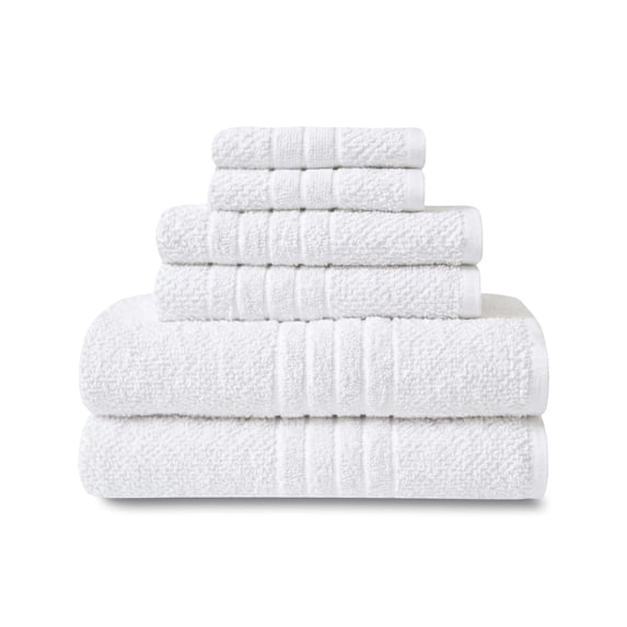 Mainstays Basics 6-Piece White Bath, Hand and Washcloth Set
