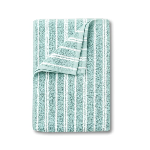 Mainstays Basic Striped Bath Towel, Soft 100% Cotton and Highly Absorbent Bath Towel, Aqua