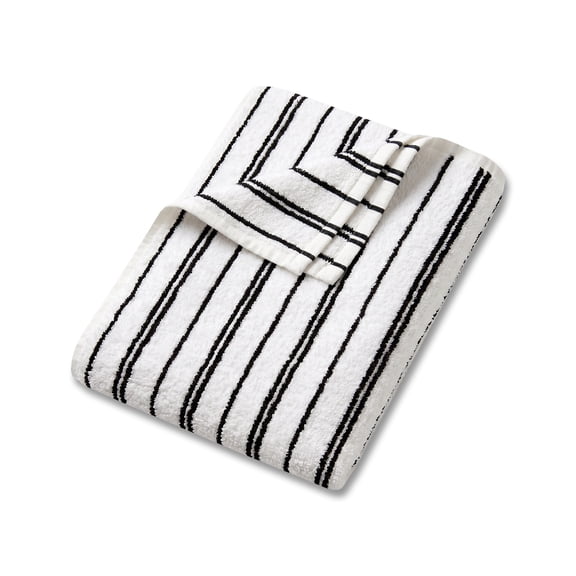 Mainstays Basic Striped Bath Towel, Soft 100% Cotton and Highly Absorbent Bath Towel, Black