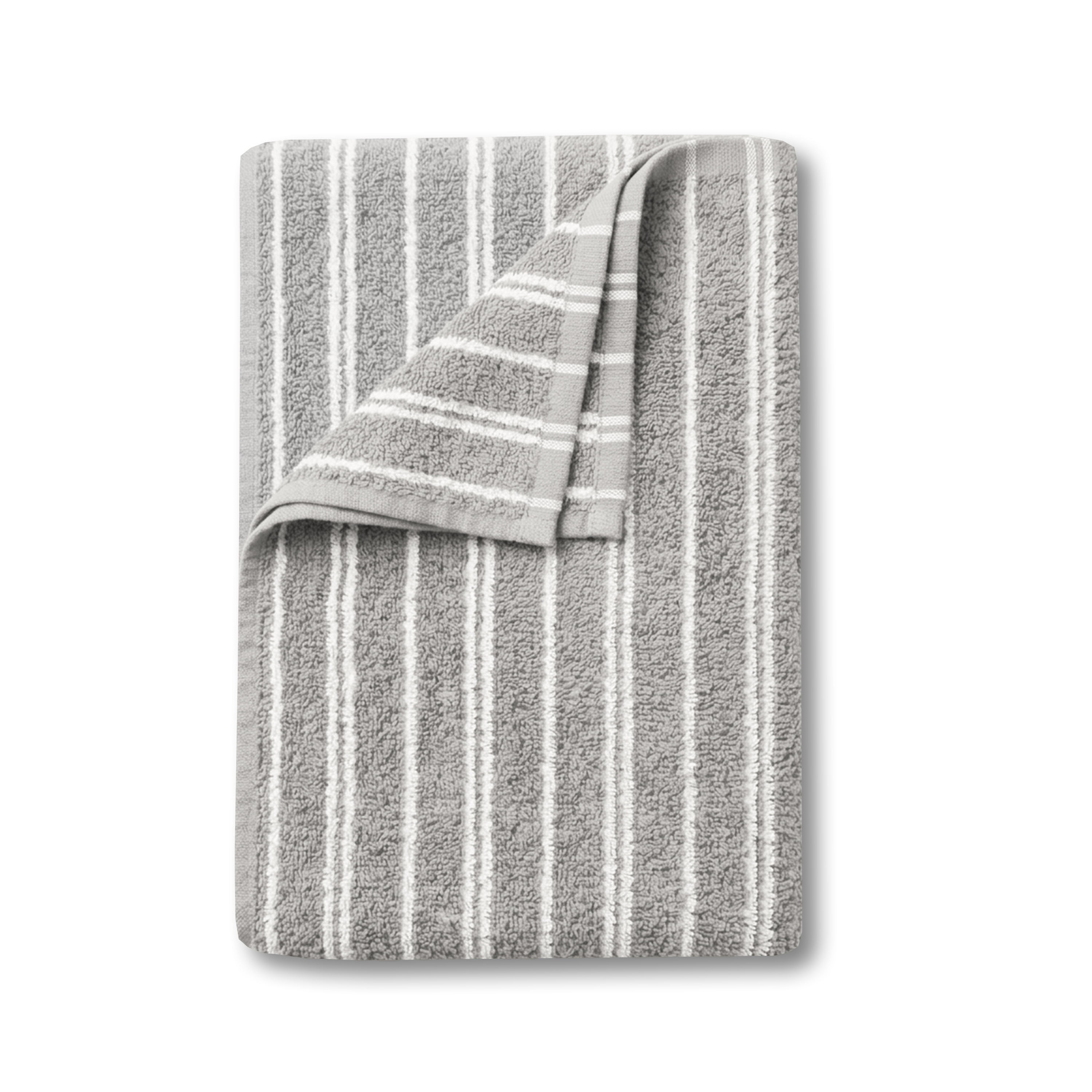 Mainstays Basic Striped Bath Towel, Soft 100% Cotton and Highly Absorbent Bath Towel, Grey