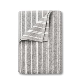 Mainstays Basic Striped Bath Towel, Soft 100% Cotton and Highly Absorbent Bath Towel, Grey