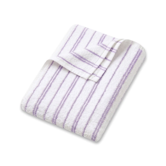Mainstays Basic Striped Bath Towel, Soft 100% Cotton and Highly Absorbent Bath Towel, Lavender