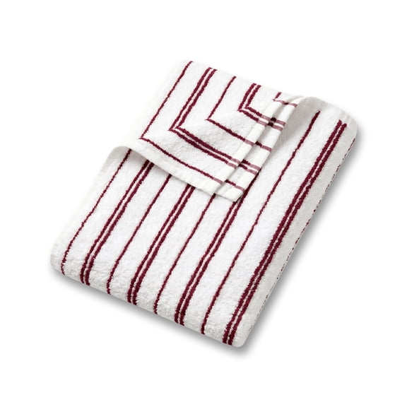 Mainstays Basic Striped Bath Towel, Soft 100% Cotton and Highly Absorbent Bath Towel, Red