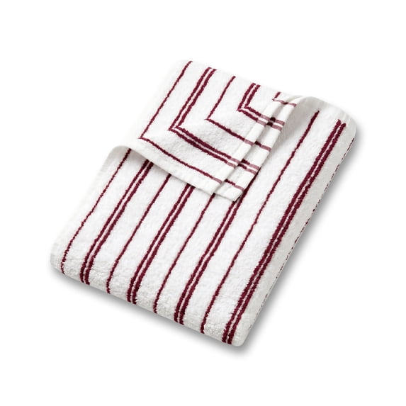 Mainstays Basic Striped Bath Towel, Soft 100% Cotton and Highly Absorbent Bath Towel, Red