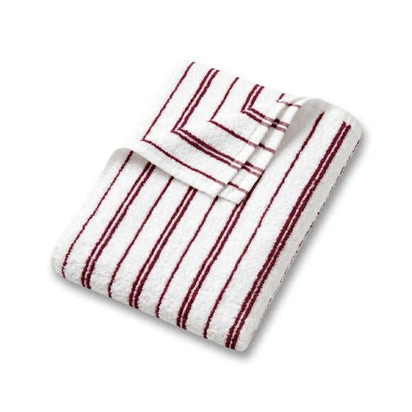 Mainstays Basic Striped Bath Towel, Soft 100% Cotton and Highly Absorbent Bath Towel, Red