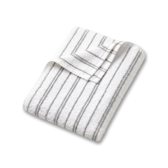Mainstays Basic Striped Bath Towel, Soft 100% Cotton and Highly Absorbent Bath Towel, White