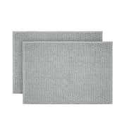Mainstays Basic Polyester Chenille Noodle Bath Rug, Light School Grey, 17"x24", 2-Piece Set