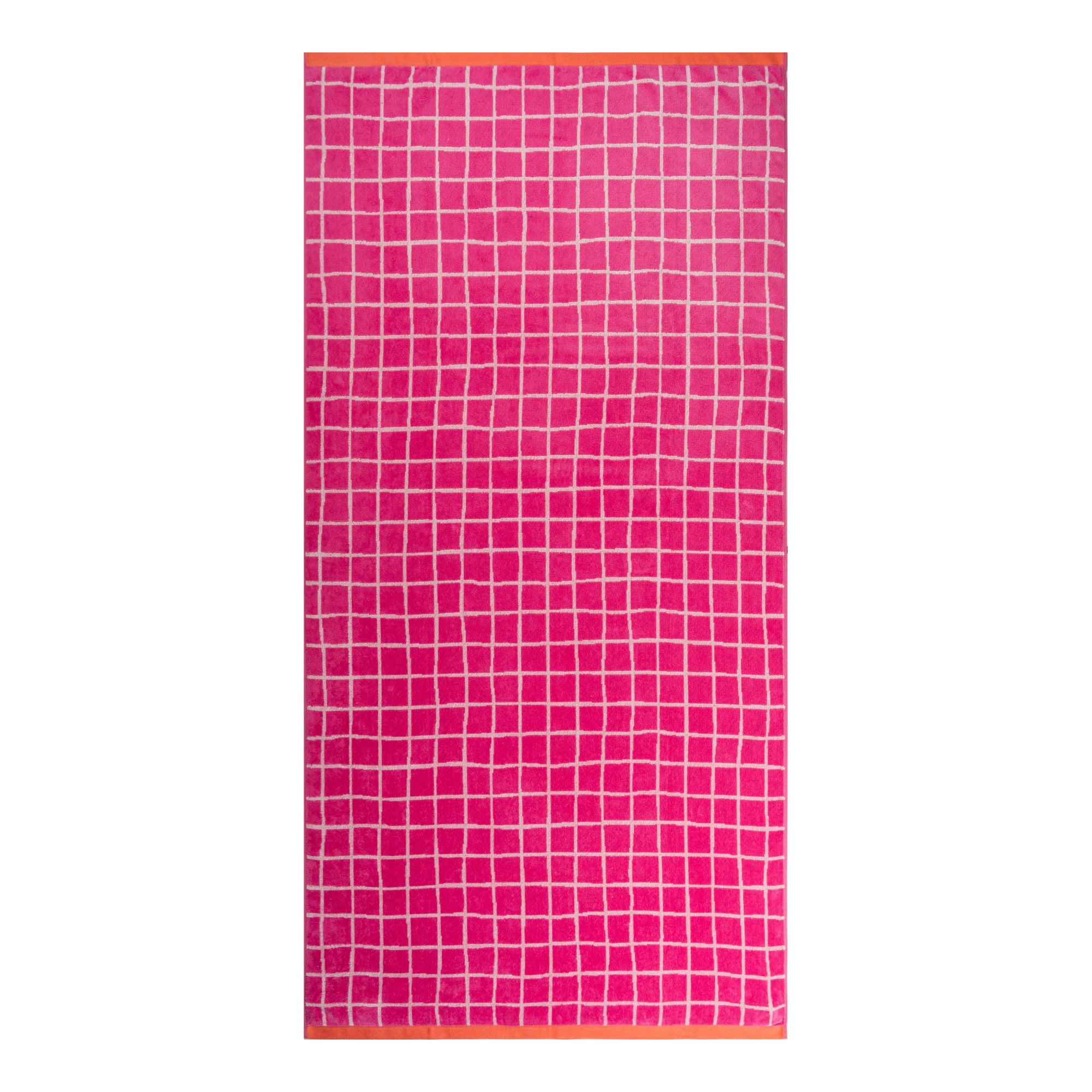 Mainstays Summer Vibes Beach Towel, 72 x 36 in, Checkered Magenta