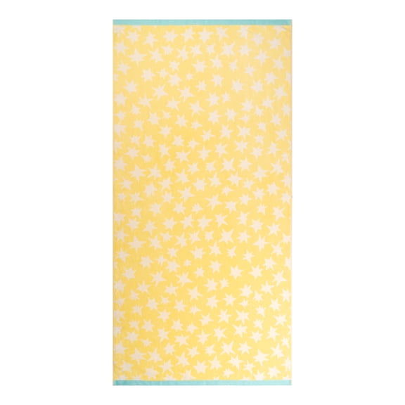 Mainstays Summer Vibes Cotton-Blend Beach Towel, 72 x 36 in, Yellow Star
