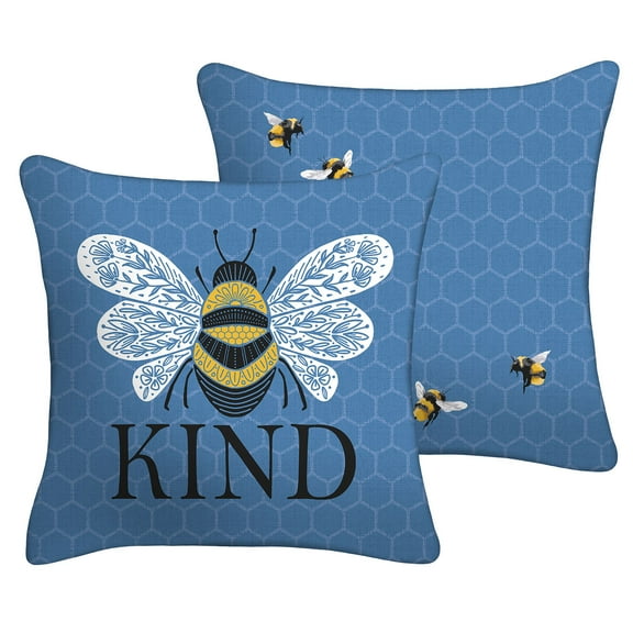 Mainstays 16" x 16" Reversible Decorative Outdoor Throw Pillow, Bee Kind