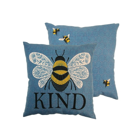 Mainstays 16" x 16" Reversible Decorative Outdoor Throw Pillow, Bee Kind