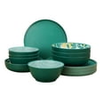 thumbnail image 1 of Mainstays by Becky G. & Alejandra Bamboo Melamine 12-Piece Dinnerware Set, Lemon & Green, 1 of 12