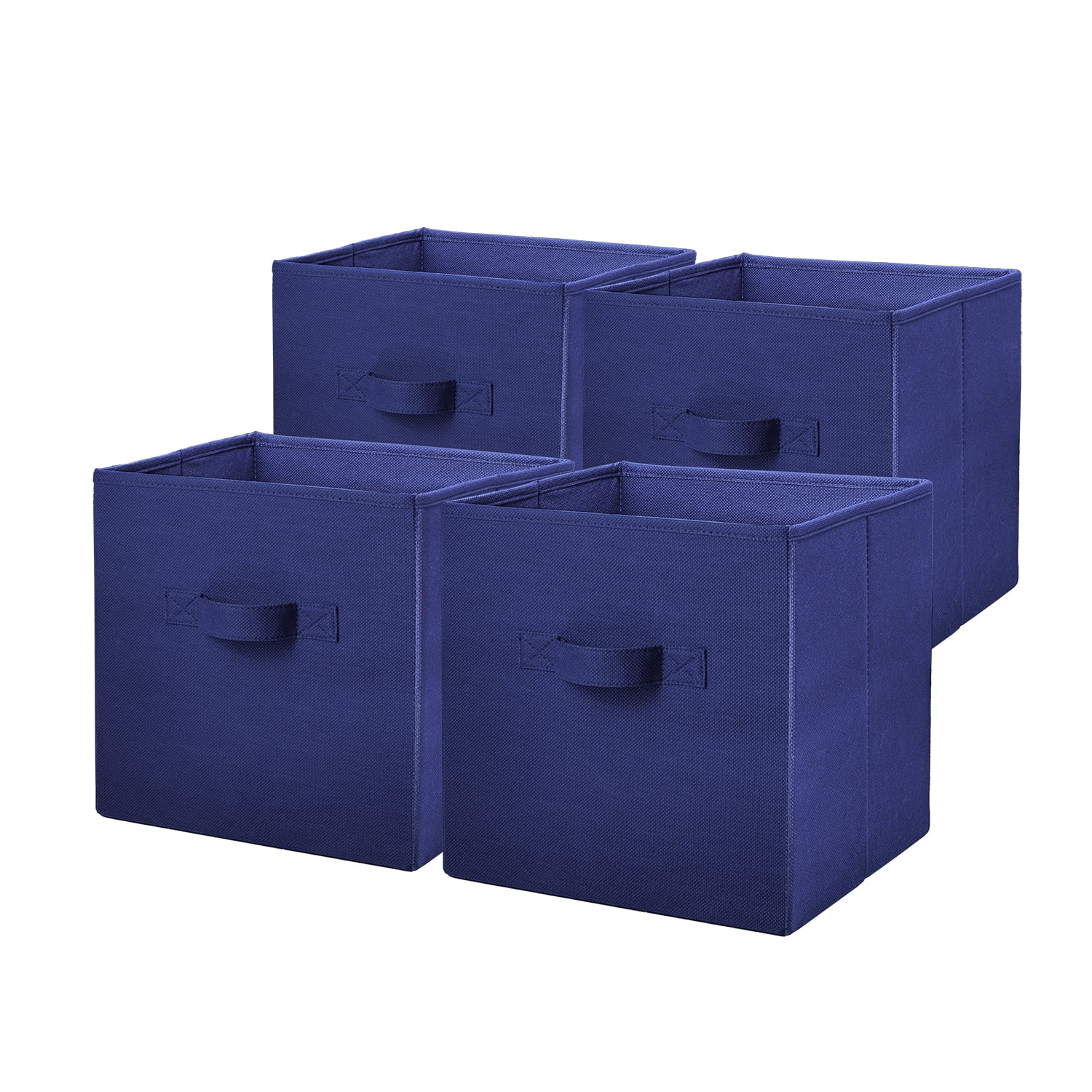 Mainstays Collegiate Collapsible Fabric Bins 10.5X10.5,Blue Sapphire, 4 Pack