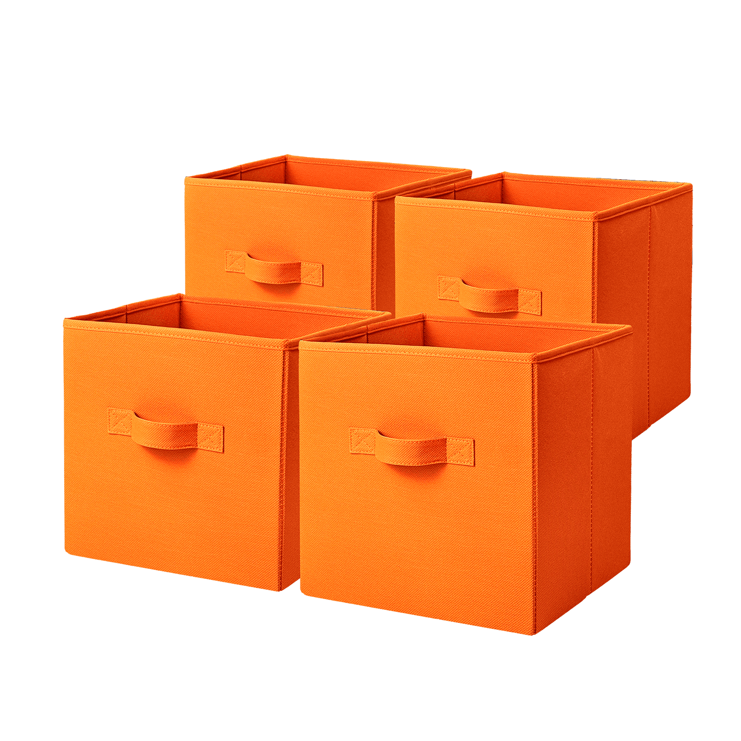 Mainstays Collegiate Collapsible Fabric Bins 10.5X10.5, Bright Orange, 4 Pack