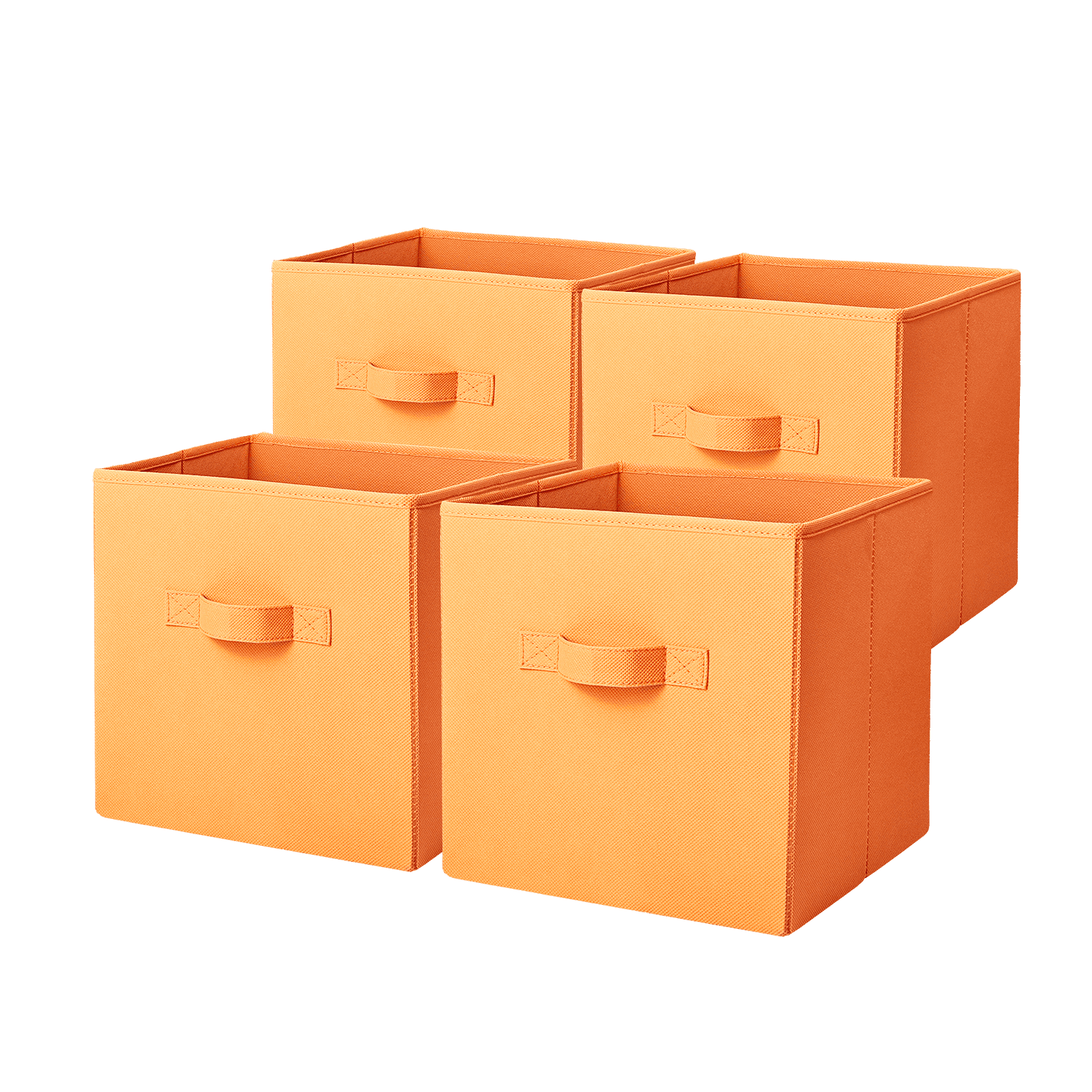 Mainstays Collegiate Collapsible Fabric Bins 10.5X10.5, Competitive Orange, 4 Pack