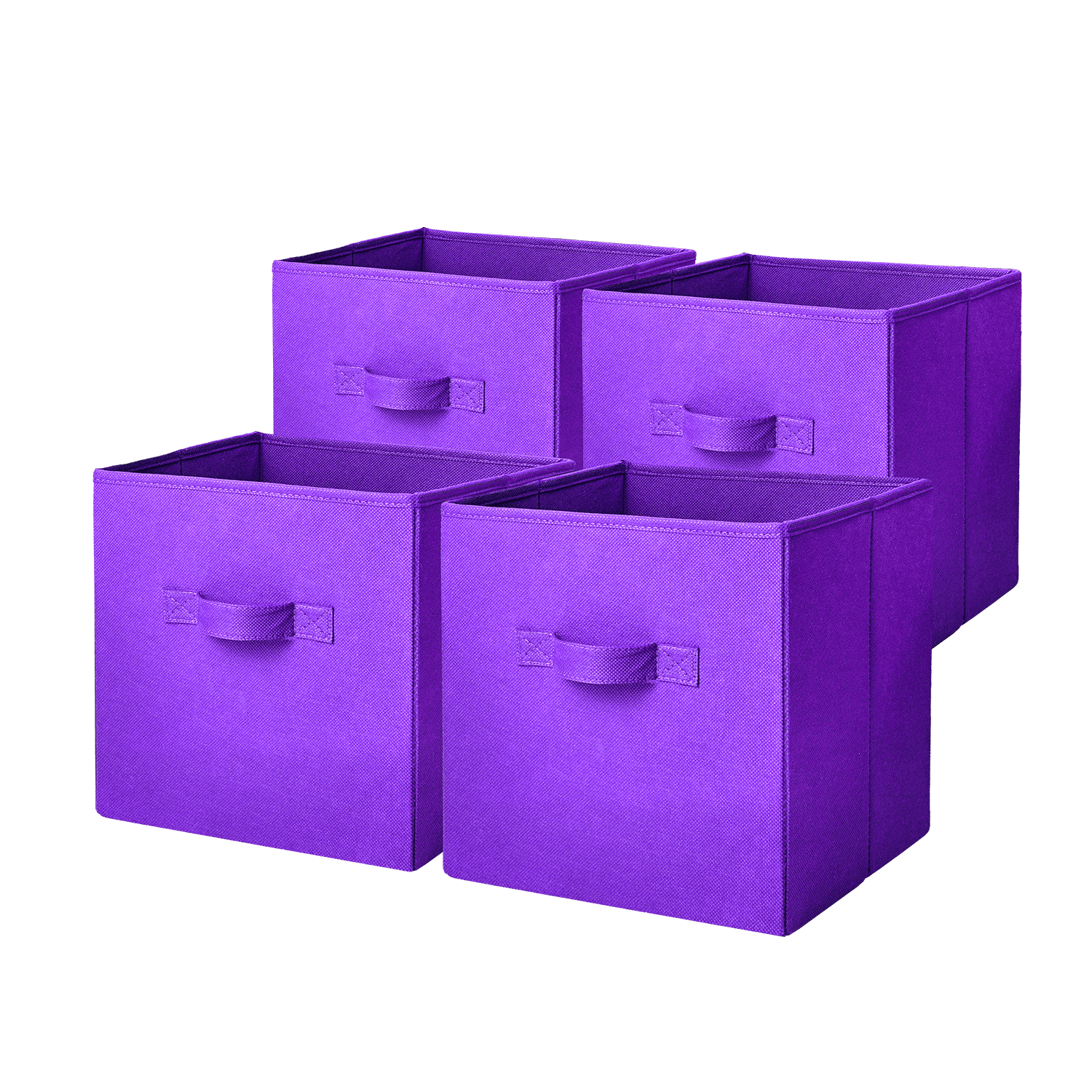 Mainstays Collegiate Collapsible Fabric Bins 10.5X10.5, Dark Grape, 4 Pack