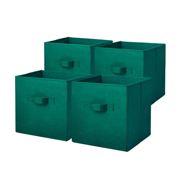 Mainstays Collegiate Collapsible Fabric Bins 10.5X10.5, Green Blast, 4 Pack