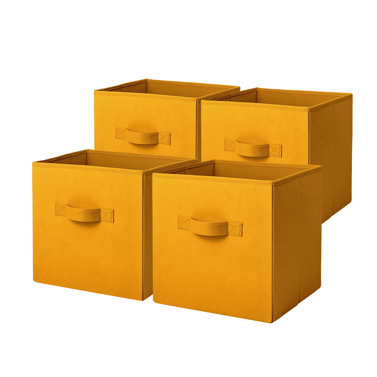 Mainstays Collegiate Collapsible Fabric Bins 10.5X10.5, Mustard Dijon, 4 Pack