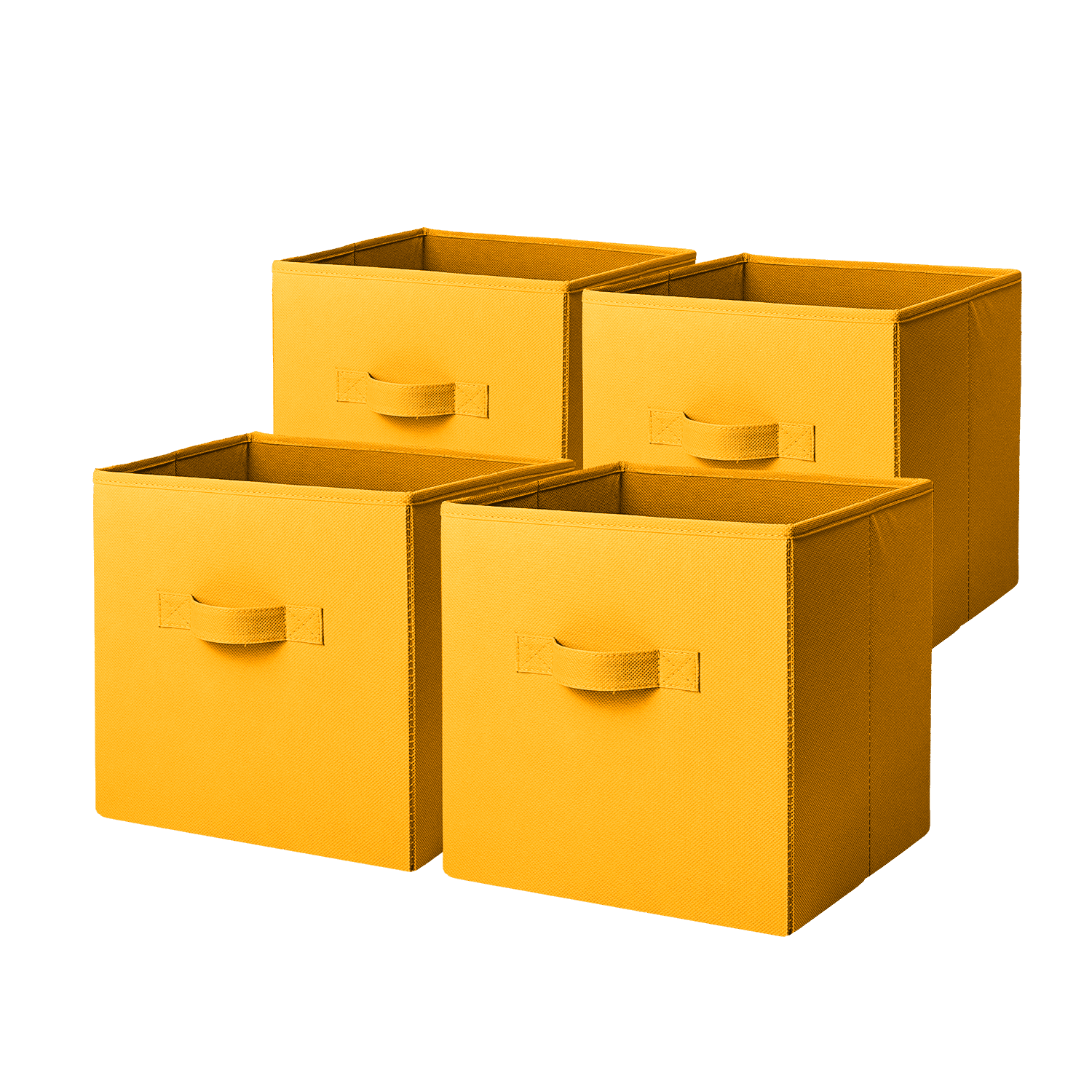 Mainstays Collegiate Collapsible Fabric Bins 10.5X10.5, Scoreboard Yellow, 4 Pack