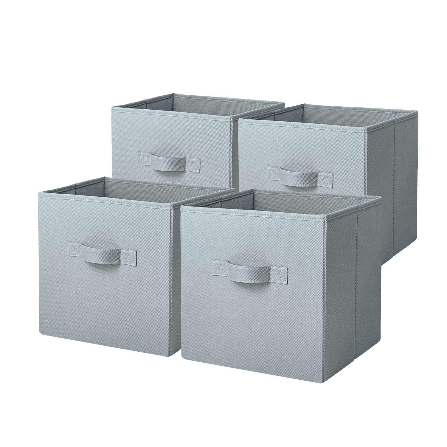 Mainstays Collegiate Collapsible Fabric Bins 10.5X10.5, Silver Hail, 4 Pack