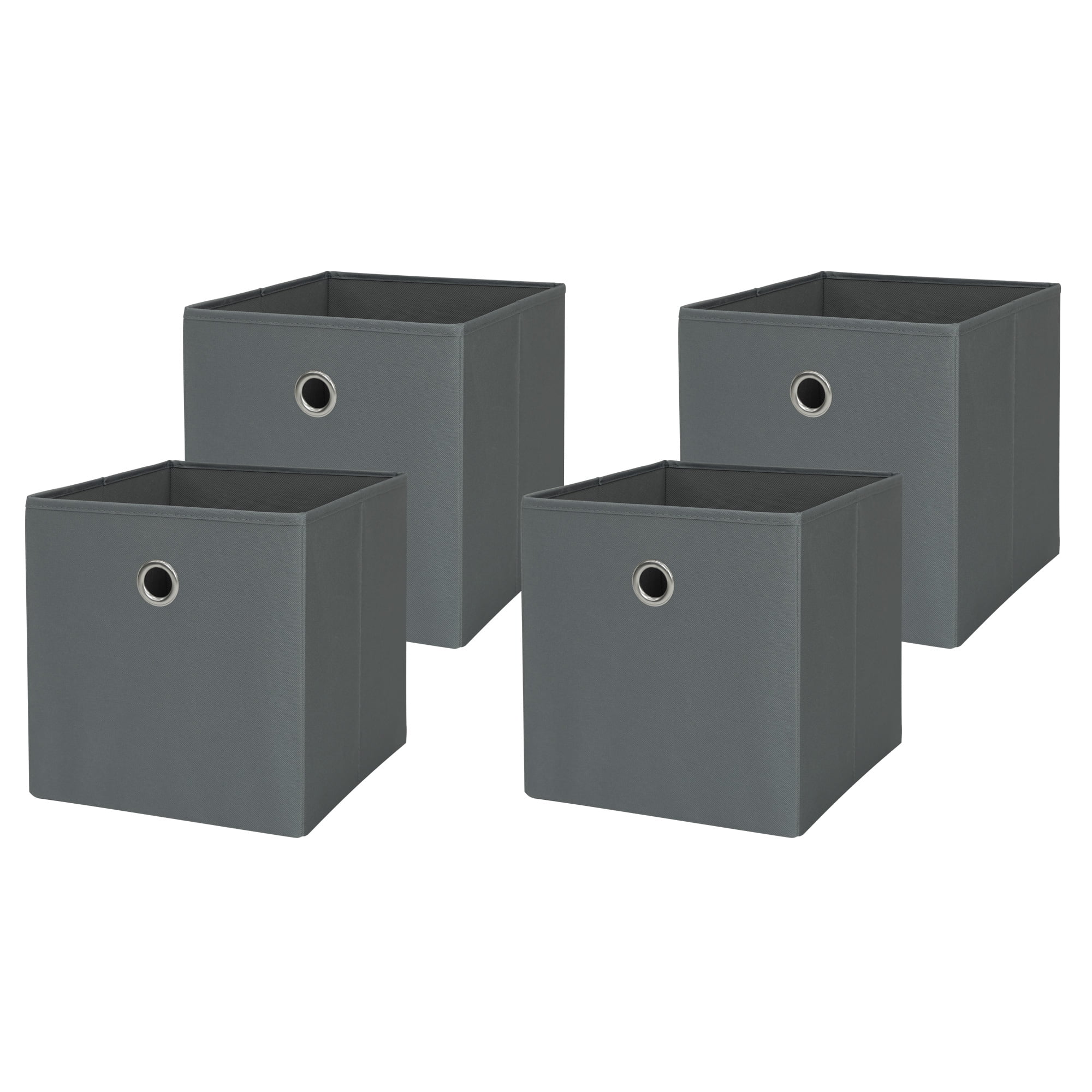 Mainstays Collapsible Fabric Cube Storage Bins, 10.5 in x 10.5 in, Soothing Gray, 4 Pack