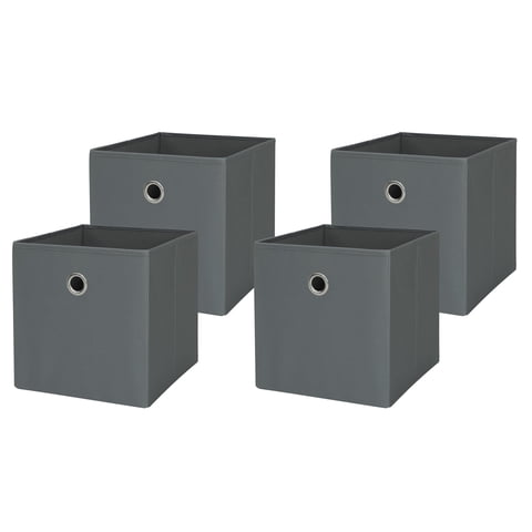 Mainstays Collapsible Fabric Cube Storage Bins (10.5" x 10.5"), Soothing Grey, 4 Pack