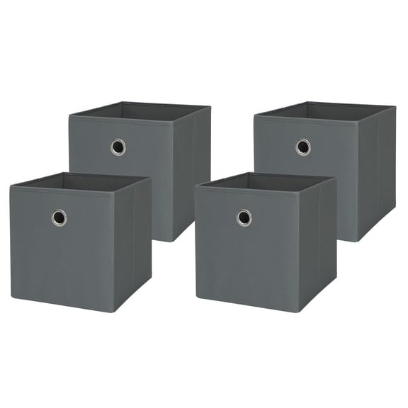 Mainstays Collapsible Fabric Cube Storage Bins (10.5" x 10.5"), Soothing Grey, 4 Pack