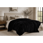 Mainstays Super Soft Plush Bed Blanket, King, Black, 102 in x 90 in